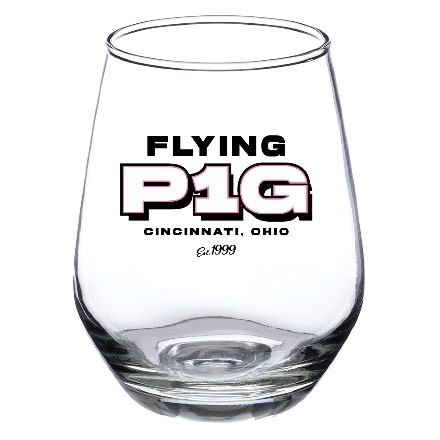 FPM '25 12oz. Silicia Stemless Wine Glasses - Clear (bottom)