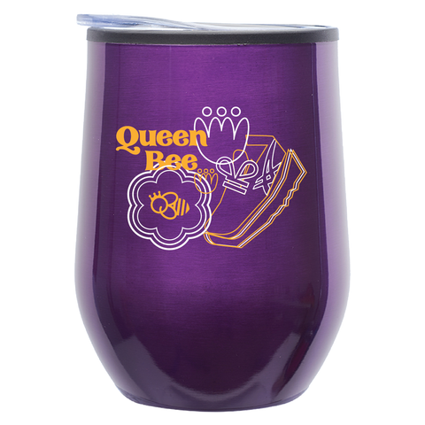 QB 12oz. Stemless Wine w/ Lid - Purple