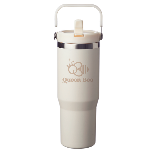 QB 30oz. Stainless Travel w/ Handle - Cream