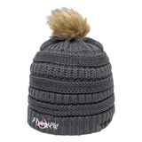*Coming Soon* FPM '24 Cable Knit Faux Fur Pom Beanie - Pink / Charcoal