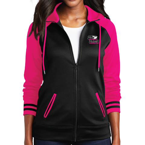 *Expo* FPM '25 Sport Tek W Varsity Fleece FZ Hoodie - Black/Pink