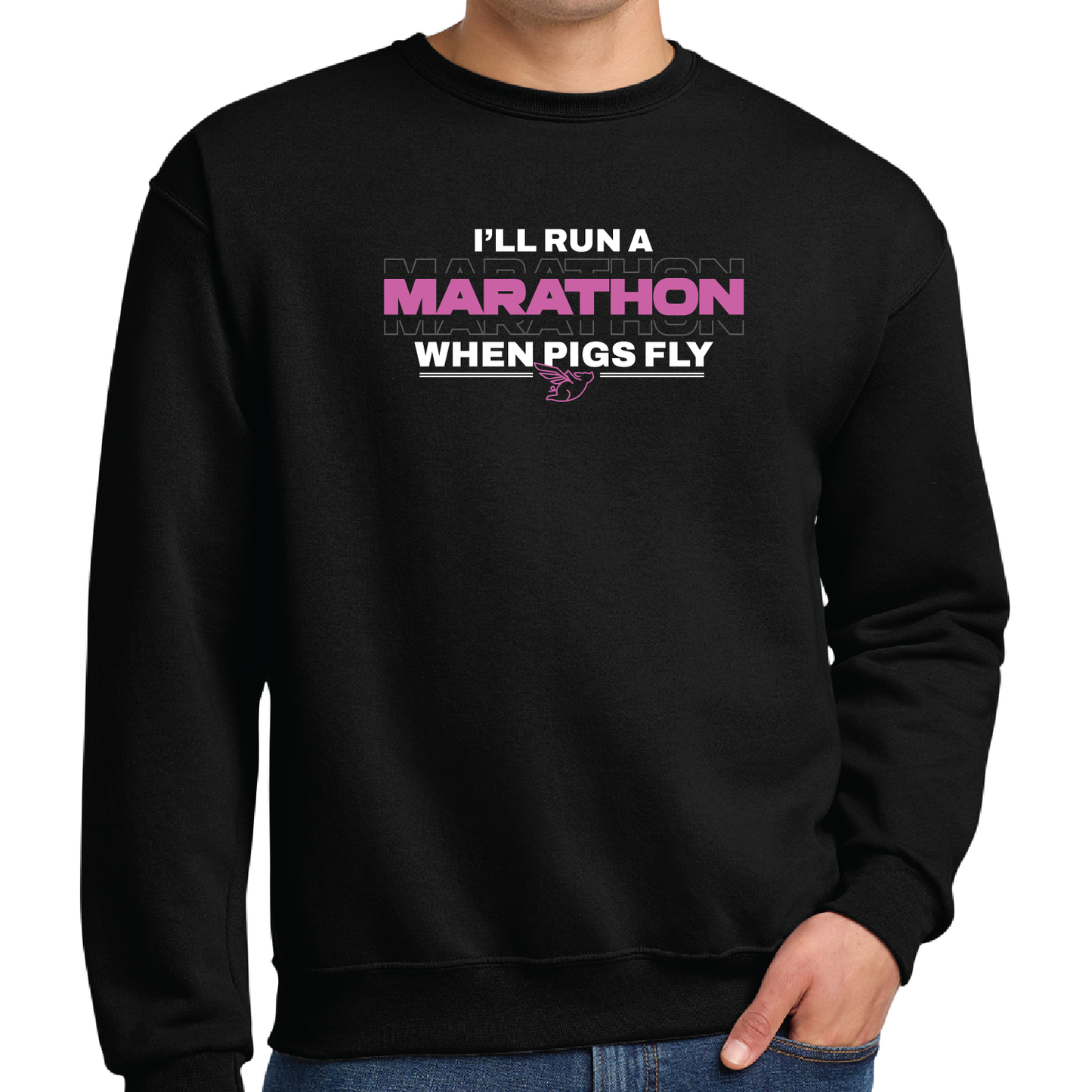 *New* FPM '26 Unisex 'When Pigs Fly' Crewneck Sweatshirt - Black (Pink Imprint)