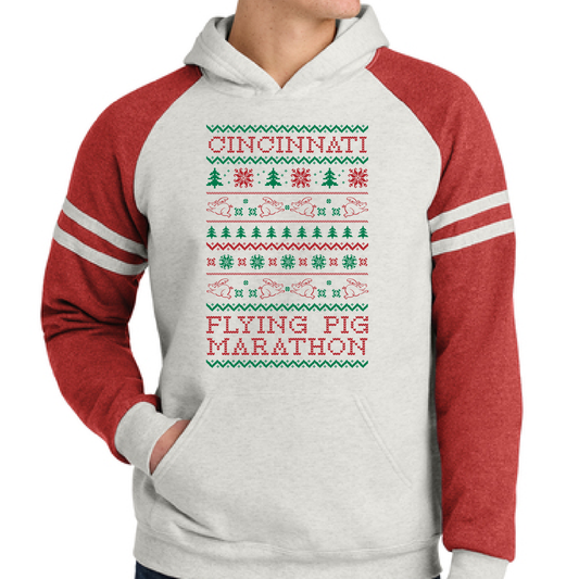 *New* FPM '26 Unisex Holiday Varsity Hoodie - Oatmeal/Red Hthr.